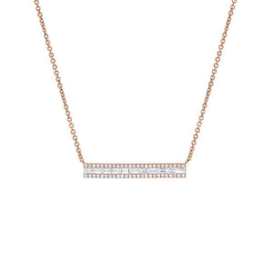 14K Diamond Baguette Bar Necklace-S24