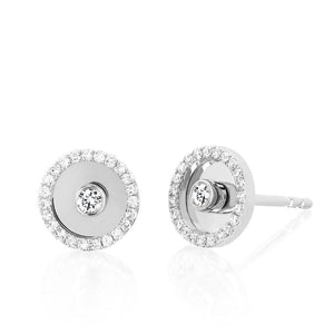 14K Diamond Bullseye Stud Earrings-S24