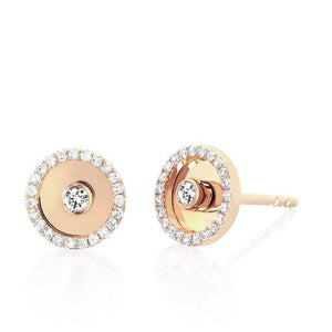 14K Diamond Bullseye Stud Earrings-S24