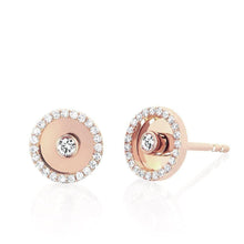 14K Diamond Bullseye Stud Earrings-S24