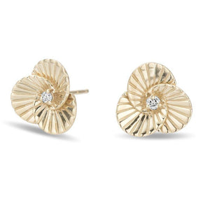 14K Diamond Flower Rays Earrings-S24