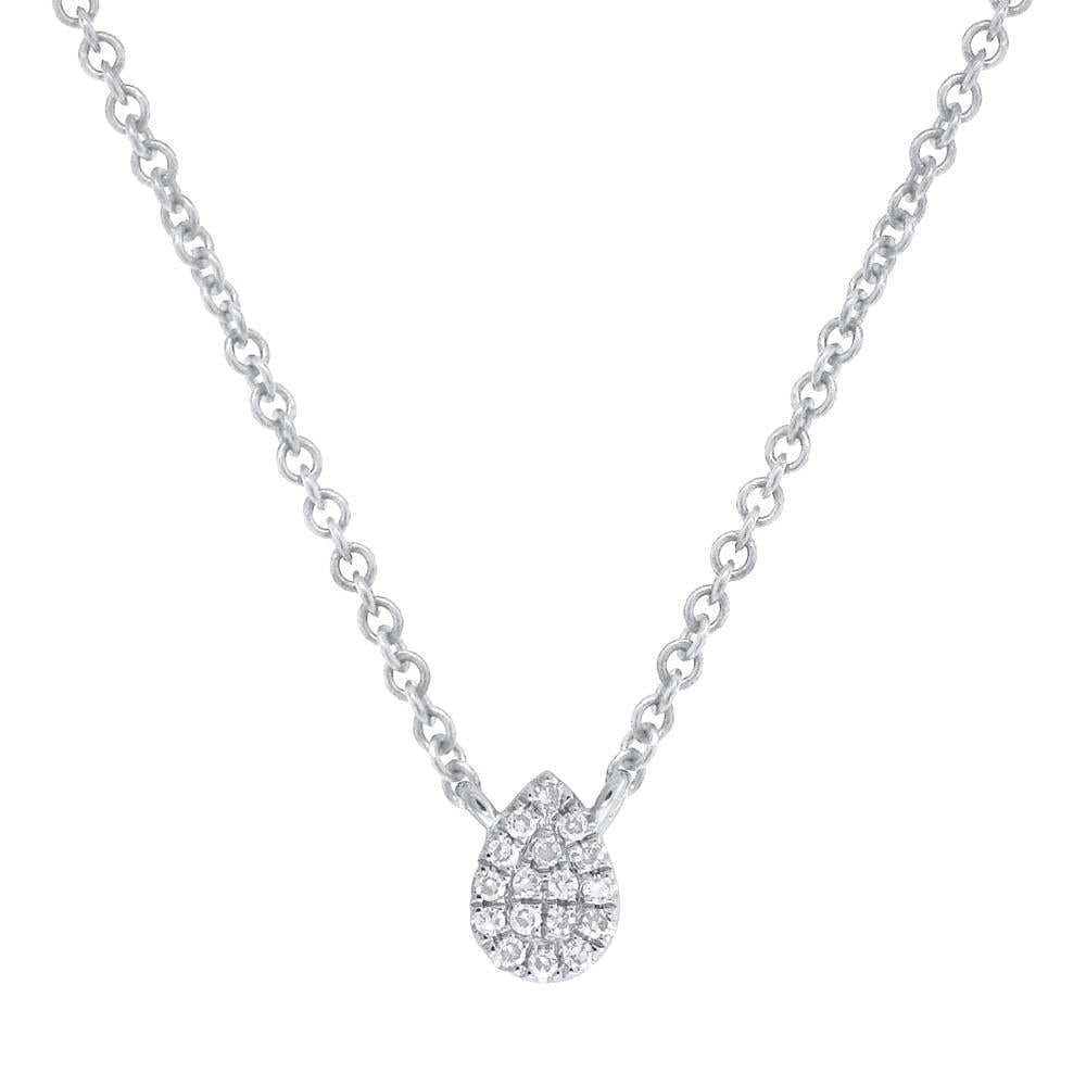 14K Diamond Pave Teardrop Necklace-S24