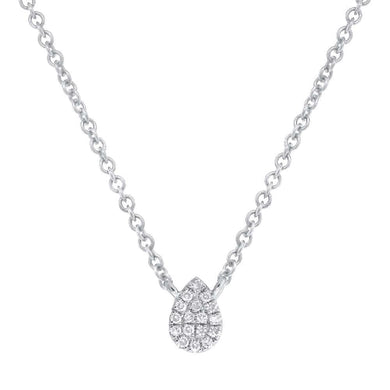 14K Diamond Pave Teardrop Necklace-S24