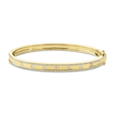 14K Diamond Row Bangle Bracelet-S24