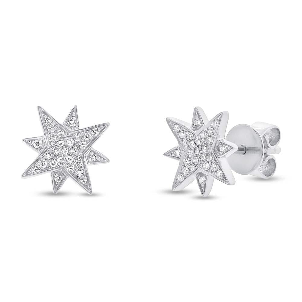 14K Diamond Small Starburst Stud Earrings-S24