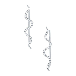 14K Diamond Squiggle Ear Crawler Earrings-S24