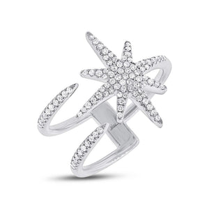 14K Diamond Star Burst Wrap Ring-S24