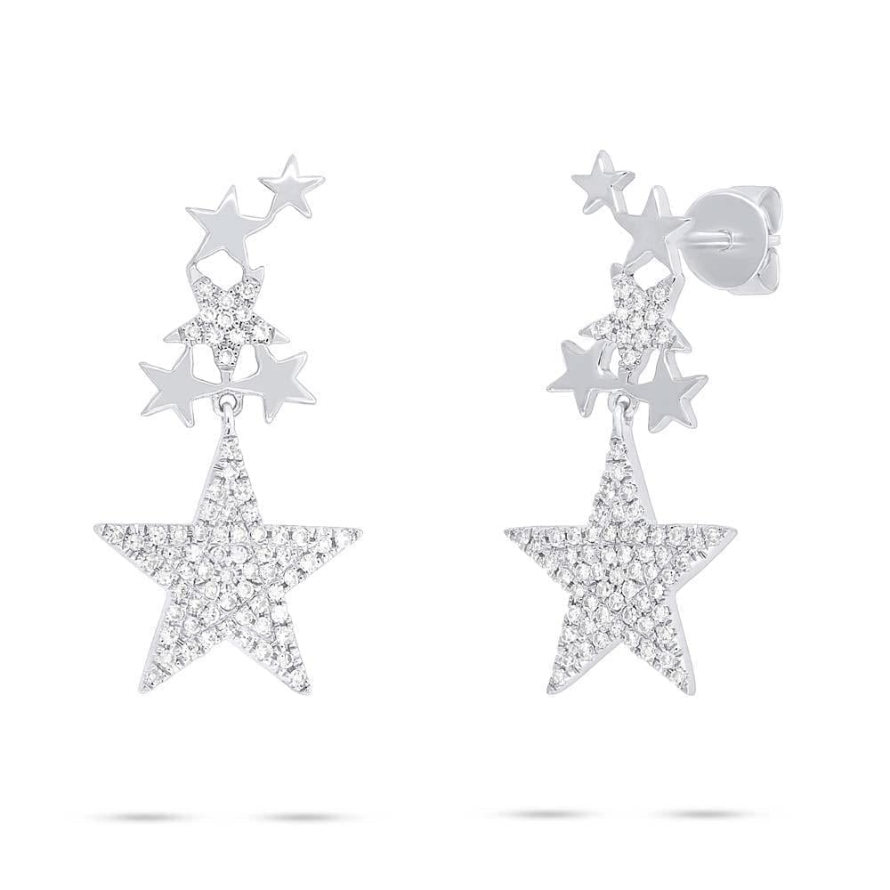 14K Diamond Star Drop Earrings-S24