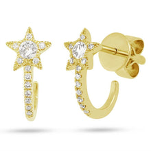14K Diamond Star Hoop Earrings-S24