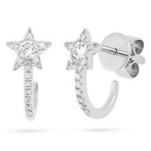 14K Diamond Star Hoop Earrings-S24