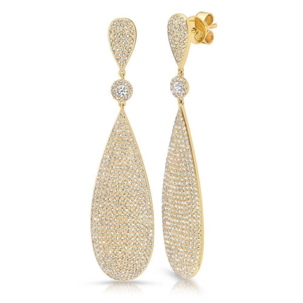 14K Diamond Teardrop Long Earrings-S24