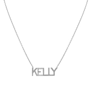 14K Gold Diamond Accent Mini Nameplate Necklace-S24