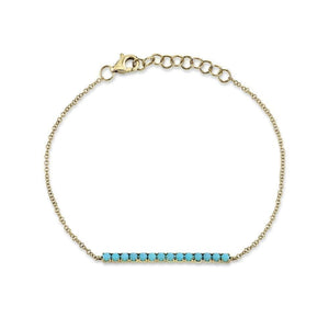14K Gold Turquoise Bar Bracelet-S24
