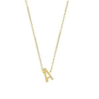 14K Gold and Diamond Mini Letter Necklace-S24