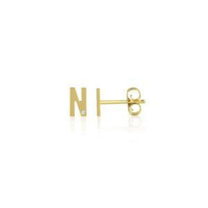 14K Mini Diamond Letter Stud Earrings-S24