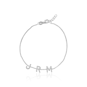 14K Mini Pave Letter Bracelet (Custom)-S24