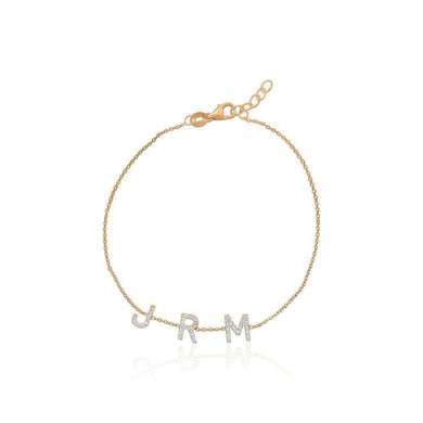 14K Mini Pave Letter Bracelet (Custom)-S24