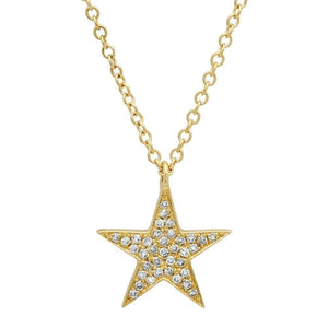 14K Single Star Drop Diamond Necklace-S24