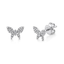 14K Small Diamond Butterfly Stud Earrings-S24
