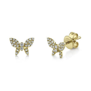 14K Small Diamond Butterfly Stud Earrings-S24