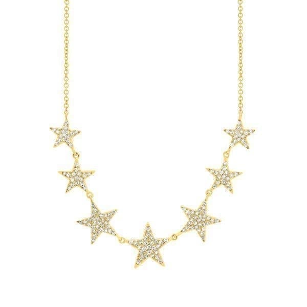 14K Star 7 Station Diamond Pave Necklace-S24