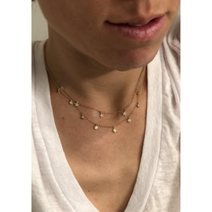 14K Star Bezel Drop Diamond Necklace-S24
