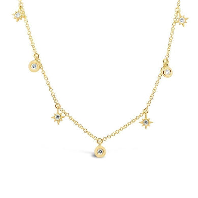 14K Star Bezel Drop Diamond Necklace-S24