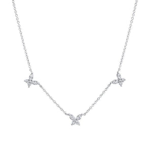 14K Three Diamond Butterfly Pendant Necklace-S24