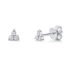 14K Three Diamond Small Stud Earrings-S24