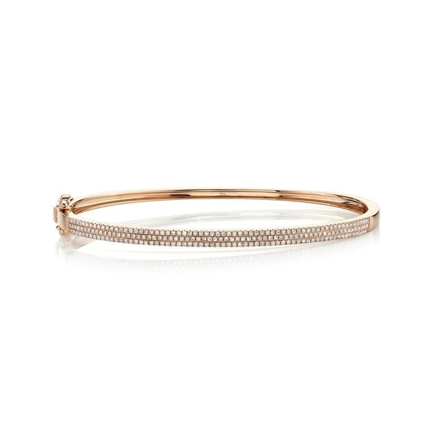 14K Three Row Diamond Bangle Bracelet-S24