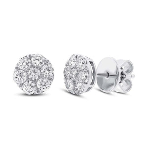 18K White Gold Diamond Stud Earrings-S24
