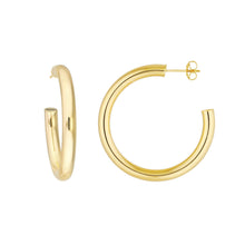 4mm Polished Gold Tube Hoop Earrings-S24
