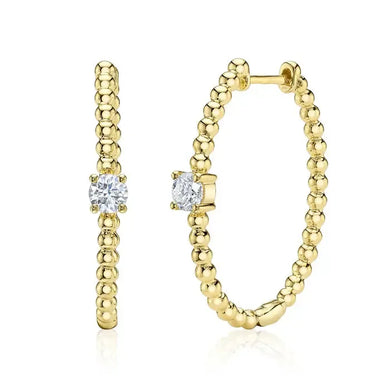 Beaded Oval Hoop Earrings-S24