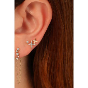 Bezel Front Back Chain Earrings-S24