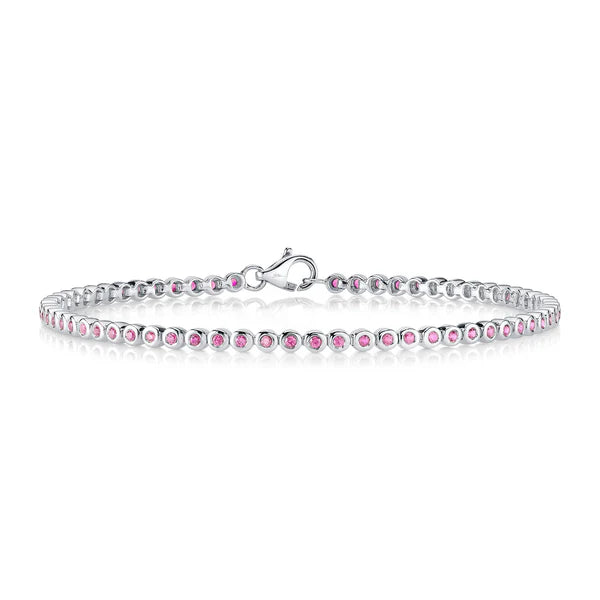 Bezel Pink Sapphire Bracelet-S24