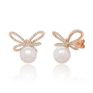 Bow and Pearl Earrings-S24