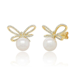 Bow and Pearl Earrings-S24