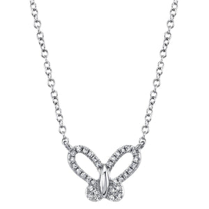 Bubble Diamond Butterfly Pendant Necklace-S24