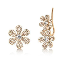 Diamond Flower Ear Crawler and Stud Earrings-S24