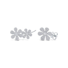 Diamond Flower Ear Crawler and Stud Earrings-S24