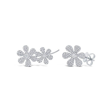 Diamond Flower Ear Crawler and Stud Earrings-S24