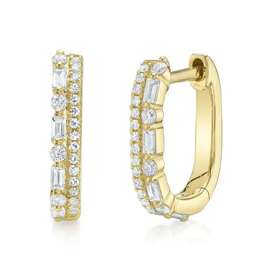 Diamond Oval Baguette Earrings-S24