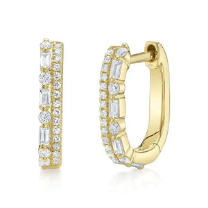 Diamond Oval Baguette Earrings-S24