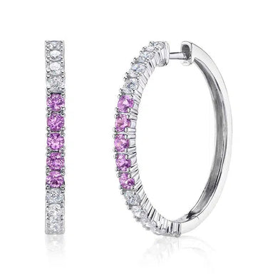 Diamond Pink Sapphire Touch Hoops-S24