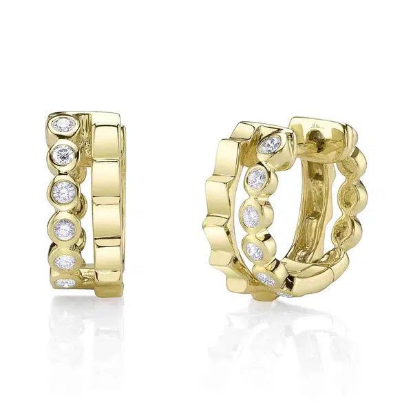 Double Diamond Bezel Earrings-S24