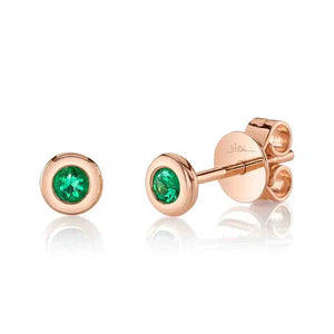 Emerald Bezel Stud Earrings-S24