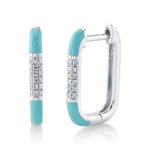 Enamel Box Hoop Earrings-S24