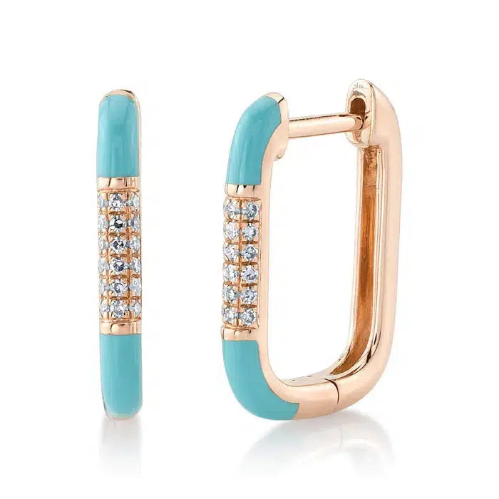 Enamel Box Hoop Earrings-S24