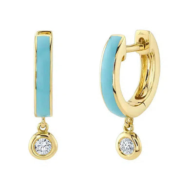 Enamel Diamond Drop Huggie-S24