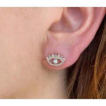 Evil Eye Pearl Earrings-S24